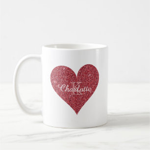 Taza De Café Elegante monograma de corazón Purpurina de espár