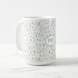 Taza De Café Elegante Monograma de Nombre Floral Botánico en Ac