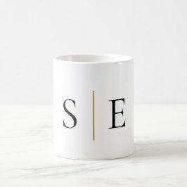 Taza De Café Elegante Monograma de Oro Negro Minimalista