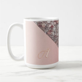 Taza De Café Elegante Monograma de Oro Rosa