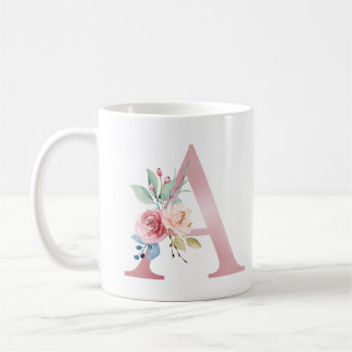 Taza De Café Elegante Monograma Floral A Mug
