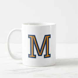 Taza De Café Elegante Monograma Inicial Azul Marino Moderno Ele