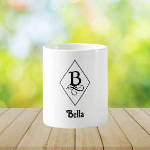 Taza De Café Elegante Monograma Inicial Geométrico B