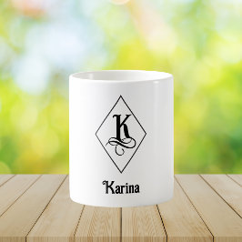 Taza De Café Elegante Monograma Inicial Geométrico K