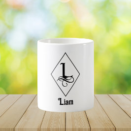 Taza De Café Elegante Monograma Inicial Geométrico L