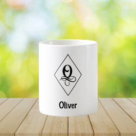 Taza De Café Elegante Monograma Inicial Geométrico O