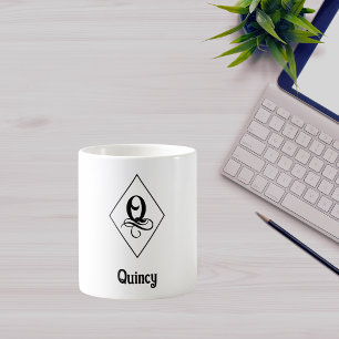 Taza De Café Elegante Monograma Inicial Geométrico Q