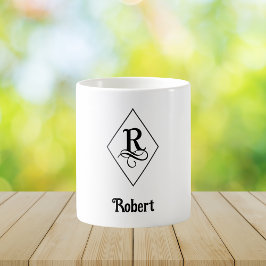 Taza De Café Elegante Monograma Inicial Geométrico R