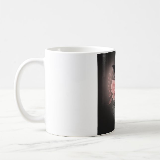 Taza De Café Elegante Monograma M Mug - Letra floral Personaliz (Izquierda)