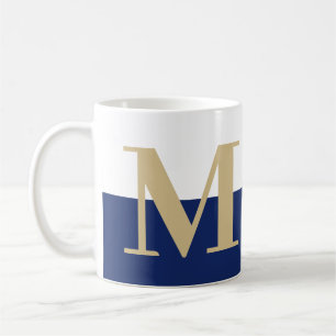 Taza De Café Elegante Monograma moderno regalo de la Marina de 