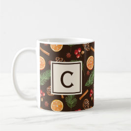 Taza De Café Elegante Monograma Rústico Otoño Invierno Botánico