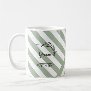 Taza De Café Elegante Monograma Sage Green Striped Mug