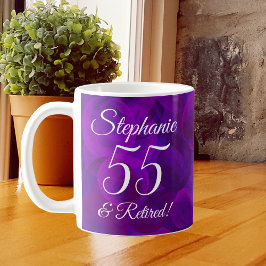 Taza De Café Elegante morado 55 y retiro jubilado