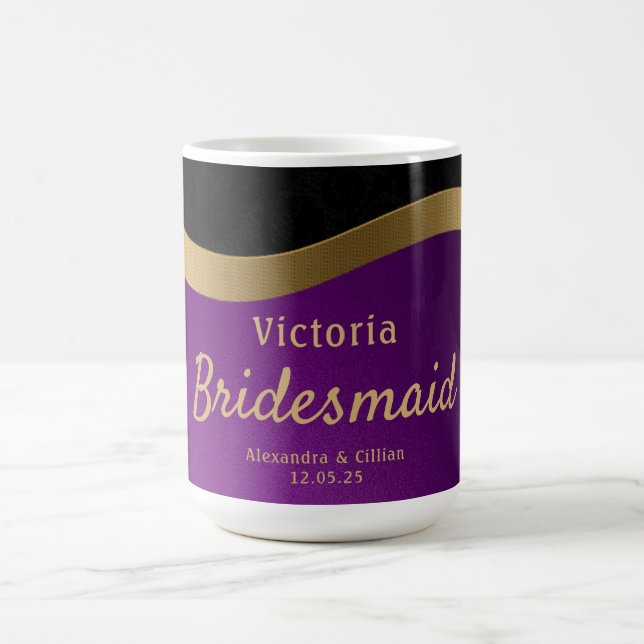 Taza De Café Elegante morado y oro monogramado (Centro)