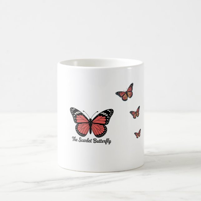 Taza De Café Elegante Mug con diseño de mariposa escarlata (Centro)