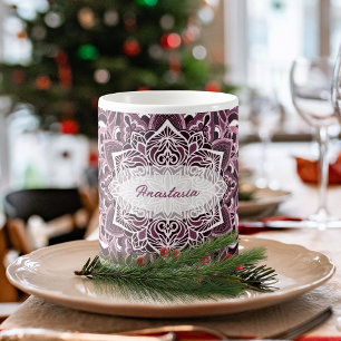 Taza De Café Elegante Mug de Mandala Rosa