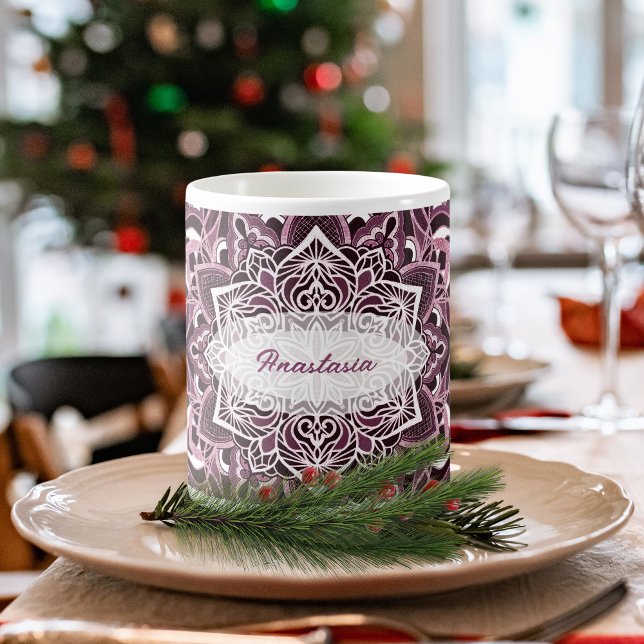 Taza De Café Elegante Mug de Mandala Rosa (Subido por el creador)