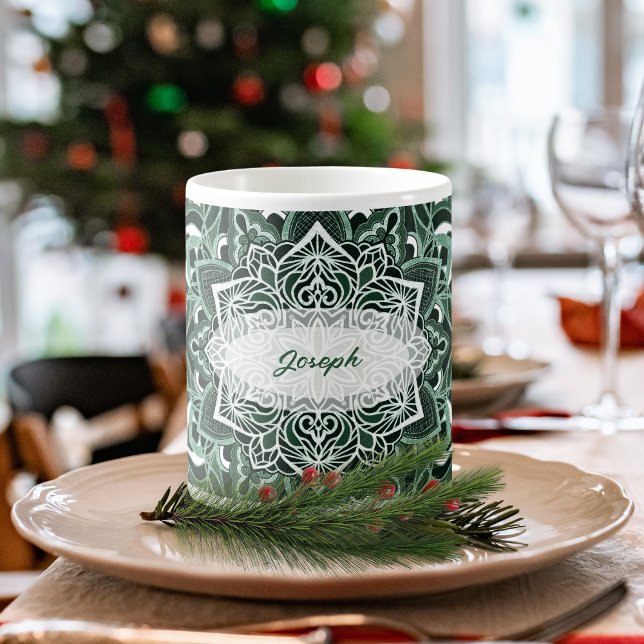 Taza De Café Elegante Mug de Mandala Verde (Subido por el creador)