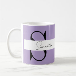Taza De Café Elegante Mug de Monograma Morado | Personalizado