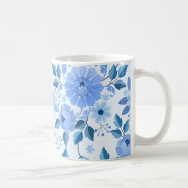 Taza De Café Elegante Mug Floral Azul