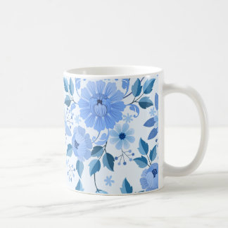 Taza De Café Elegante Mug Floral Azul