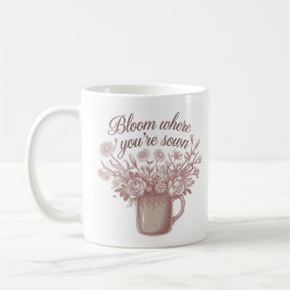 Taza De Café Elegante Mug Motivacional Floral