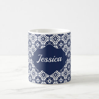 Taza De Café Elegante Mug Personalizada — Elegante Marina Marro