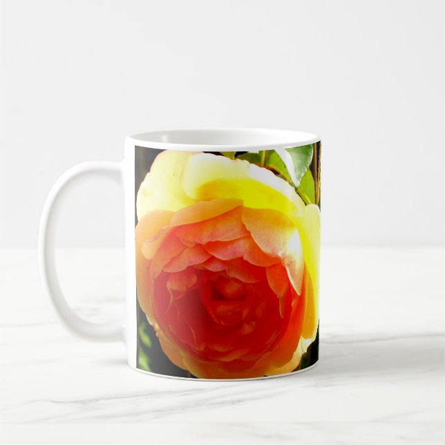 Taza De Café Elegante naranja rosa amarillo floral (Izquierda)