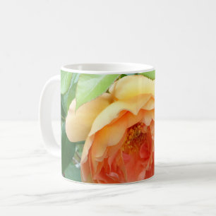 Taza De Café Elegante Naranja Rosa Rubor