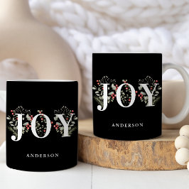 Taza De Café Elegante Navidad de Invierno Greenery JOY