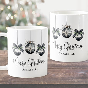 Taza De Café Elegante Navidad en Blanco y Negro