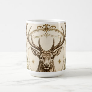 Taza De Café Elegante Navidad Heráldica, Escudo de Ciervo y Ace