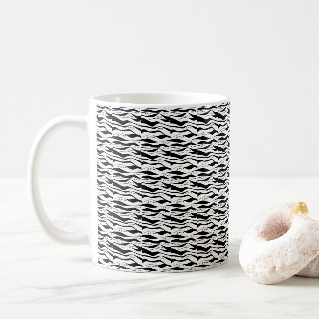 Taza De Café Elegante negro y blanco (Con donut)