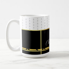 Taza De Café Elegante negro y blanco con oro