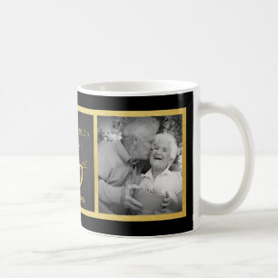 Taza De Café Elegante negro y oro entonces y ahora 50 Boda