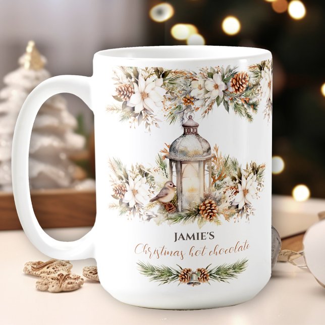 Taza De Café Elegante nombre clásico Navidades de chocolate cal (Elegant Classic Name Hot Chocolate Christmas Large Coffee Mug)