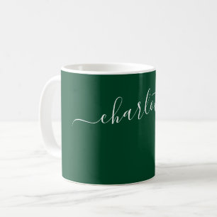 Taza De Café Elegante nombre de color verde de carreras británi