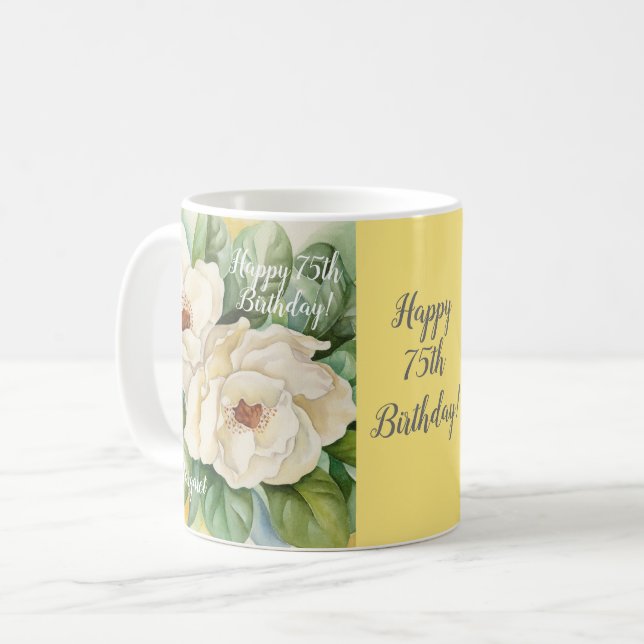 Taza De Café Elegante nombre de Magnolia floral amarilla de cum (Anverso izquierdo)