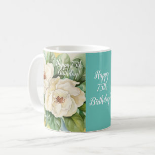 Taza De Café Elegante nombre de Magnolia floral Verde azulada p