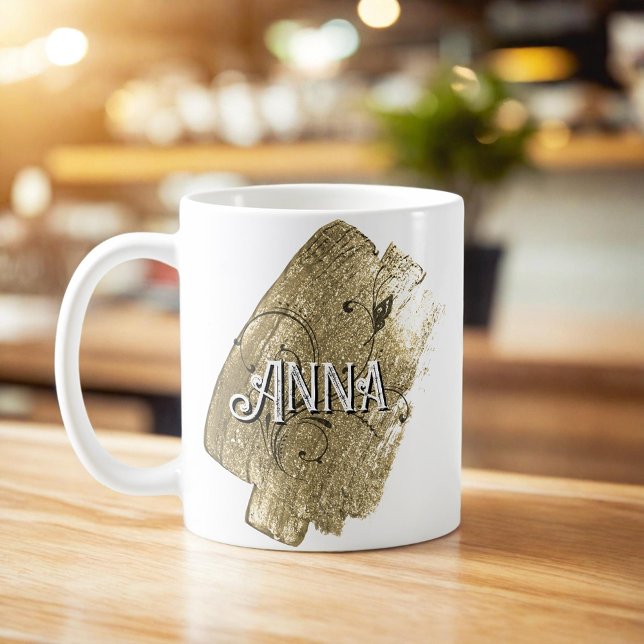 Taza De Café Elegante nombre de oro moderno (Subido por el creador)