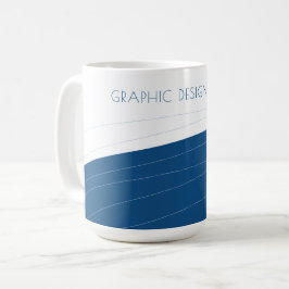 Taza De Café Elegante nombre geométrico abstracto azul y blanco