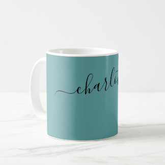 Taza De Café Elegante Nombre Moderno Color Azul Cadete Personal