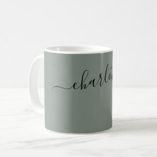 Taza De Café Elegante Nombre Personalizado Color Gris Delfín