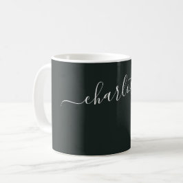 Taza De Café Elegante Nombre Personalizado Color Verde Oscuro d