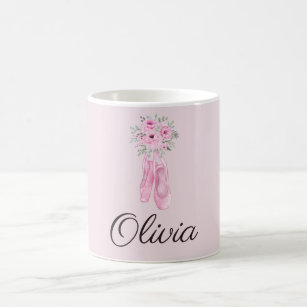 Taza De Café Elegante nombre personalizado de Ballerina Floral 