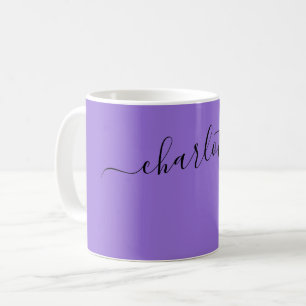 Taza De Café Elegante Nombre Personalizado de Color Púrpura Osc