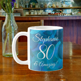 Taza De Café Elegante Ocean Blue 80 y asombroso cumpleaños