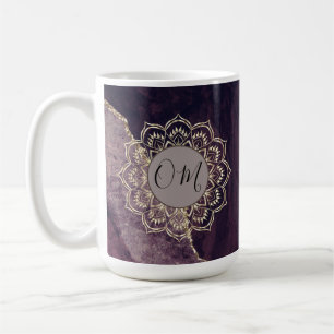 Taza De Café Elegante OM Mandala en Mármol  