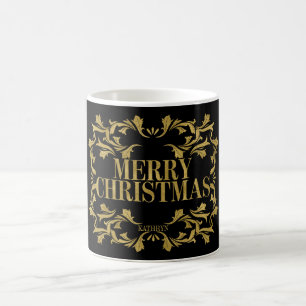 Taza De Café Elegante Ornate Gold Merry Christmas Coffee Mug