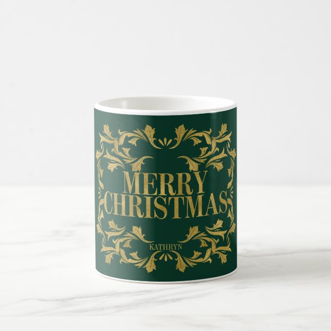Taza De Café Elegante Ornate Gold Merry Christmas Coffee Mug (Centro)
